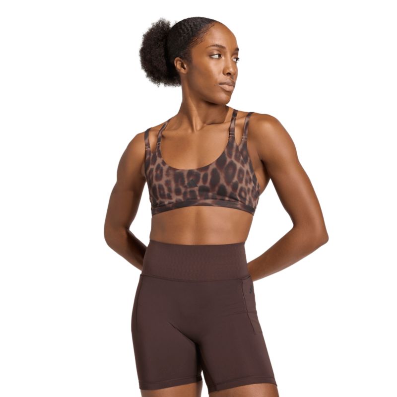 Adidas Optime Workout Leopard Strappy Light Support Bra Sport BH